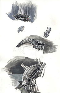 TNG/Aliens concept art by J.K. Woodward